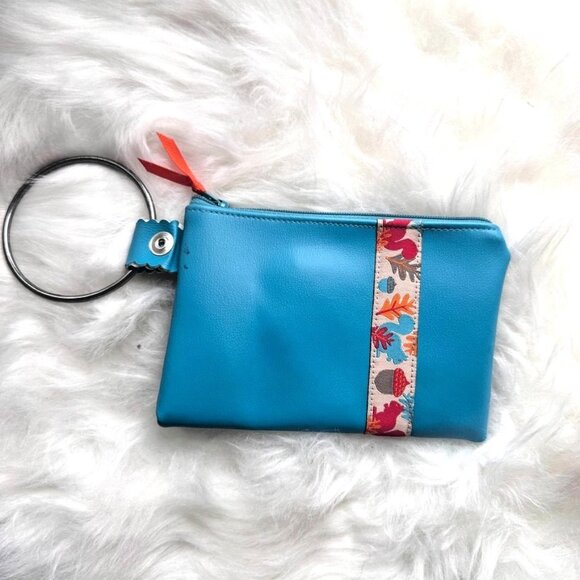 TEAL vinyl adjustable Wristlet with removable Ring NWT - Picture 1 of 4